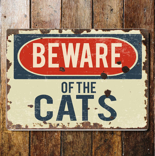 Beware of the Cats Notice Art Sign Plaque
