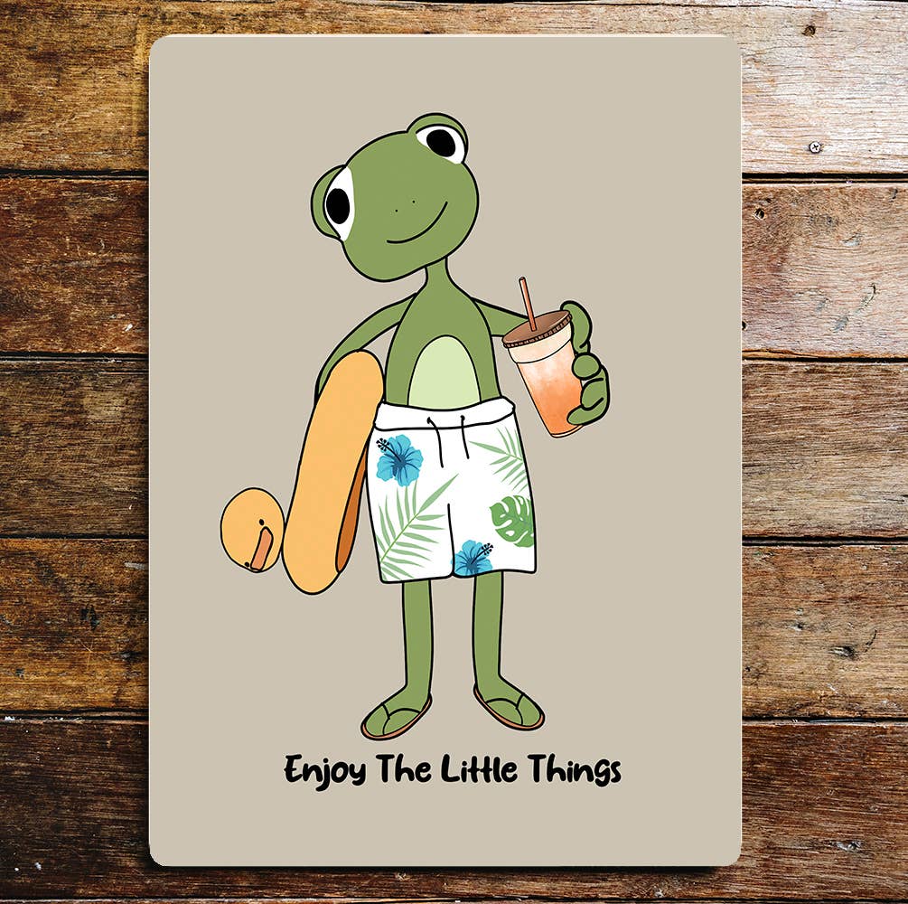 Enjoy the little things Frog | Metal Sign Plaque