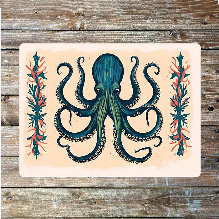 Octopus Illustration Sea Nautical | Metal Sign Plaque