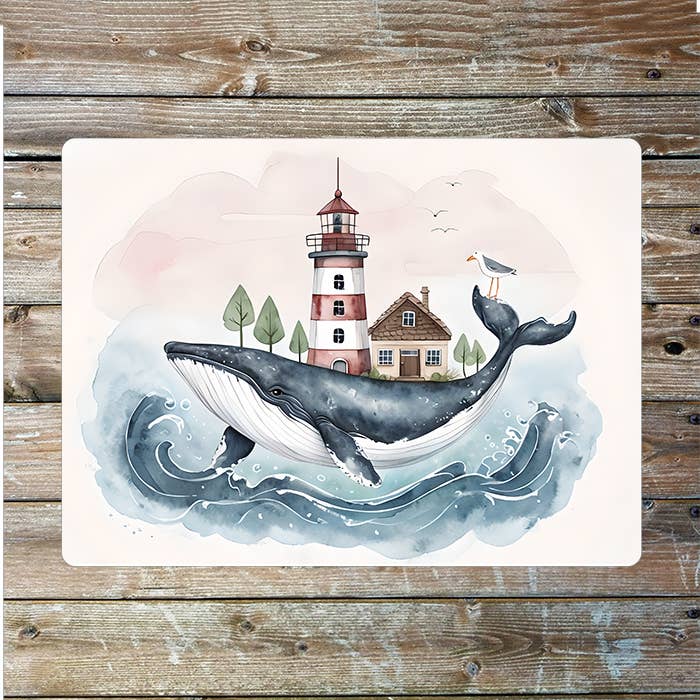 Watercolor Whale Seaside Sea Nautical | Metal Sign Plaque