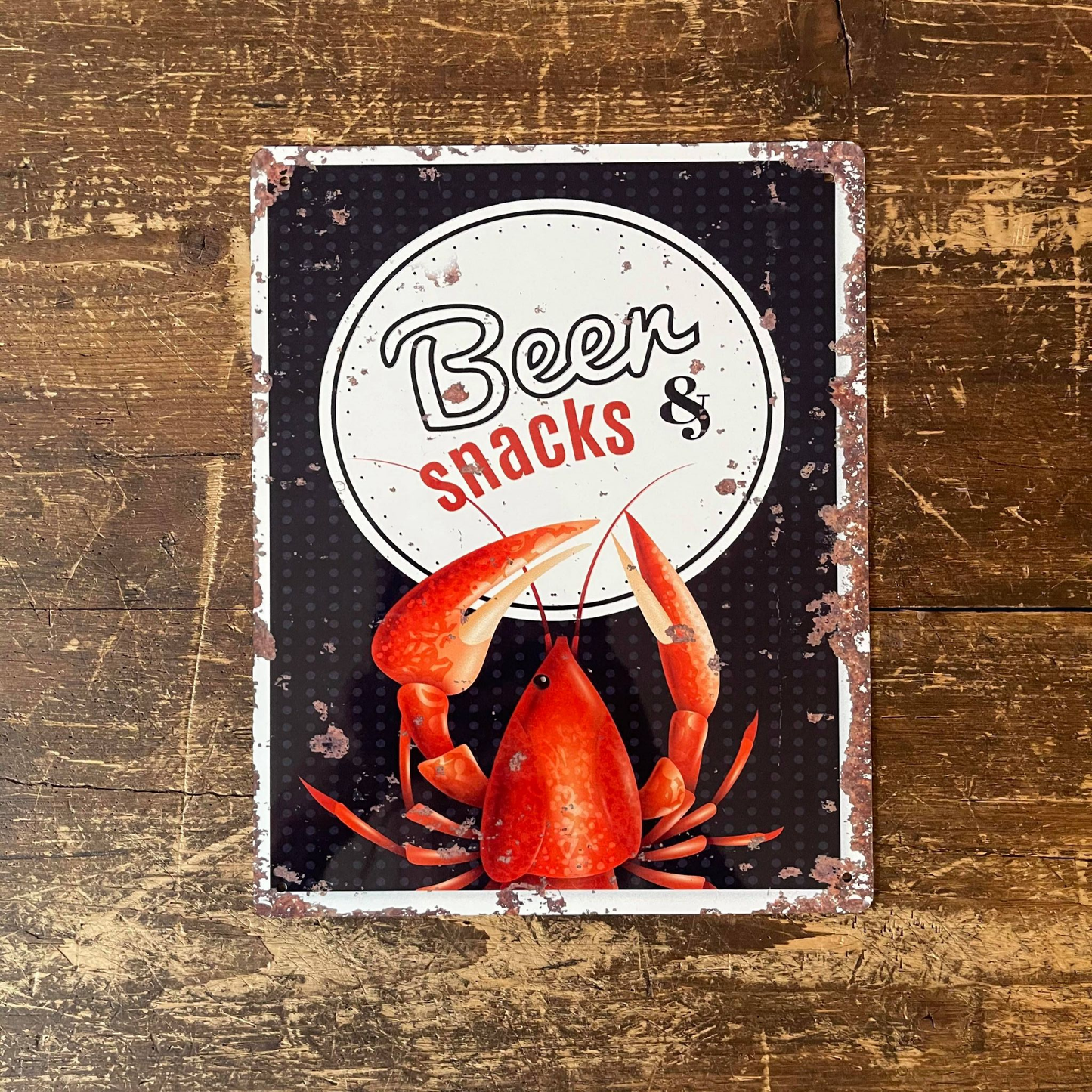 Beers Snacks Lobster | Metal Vintage Wall Sign