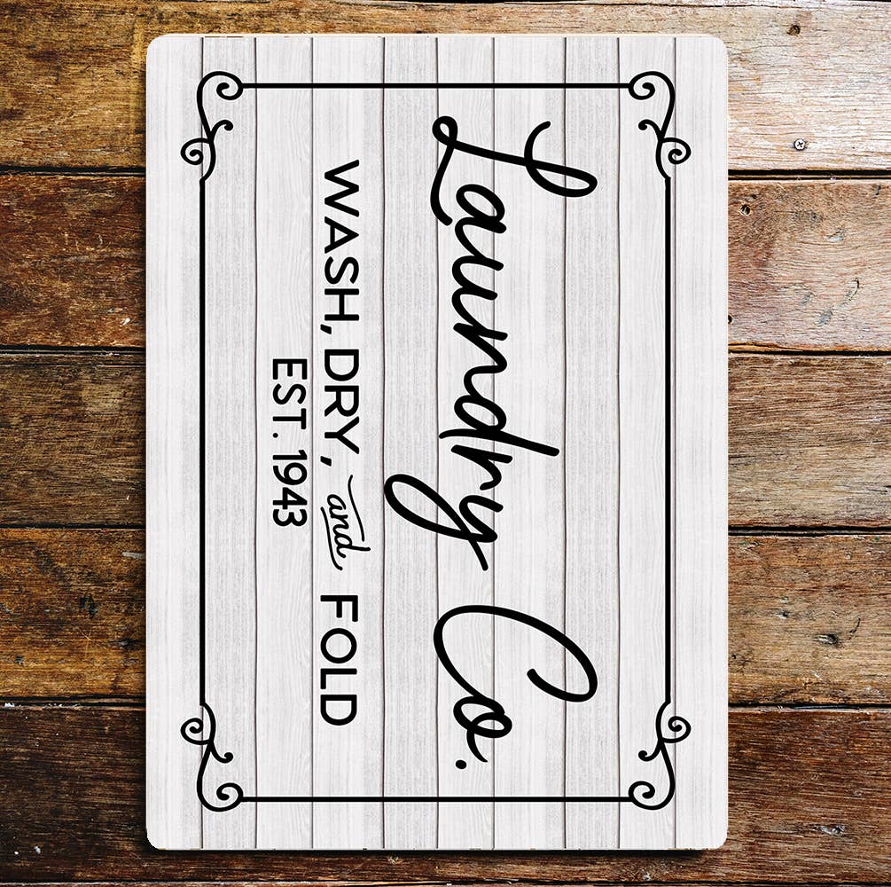Laundry Co Wash Dry and Fold Est | Metal Sign Plaque