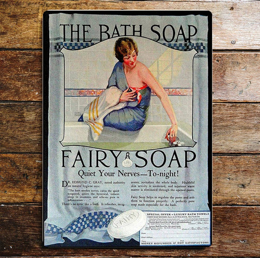 Vintage bath soap  wall art | Metal Sign Plaque