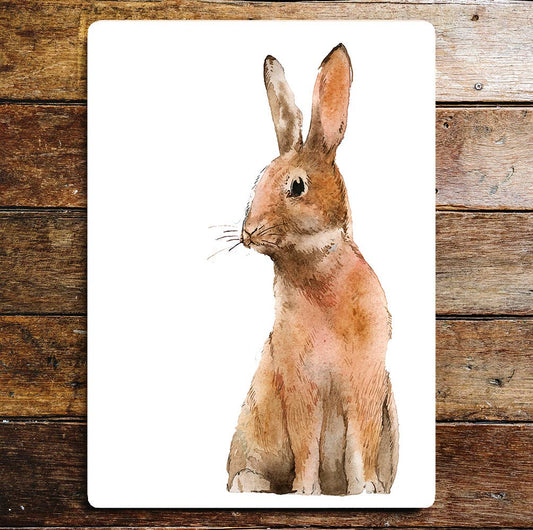 Wild Rabbit nature wildlife art | Metal Sign Plaque