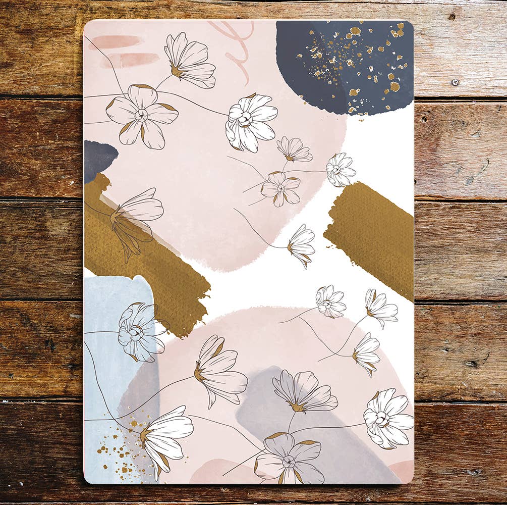 Flowers Pattern Gold Pink | Metal Wall Sign