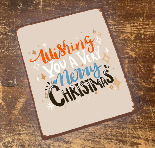 Wish You A Very Merry Christmas | Metal Vintage Wall Sign