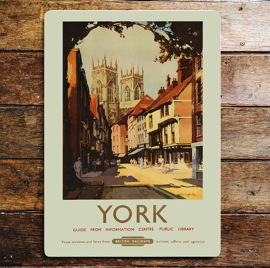 Vintage Travel York Minster Cathedral art | Metal Sign Plaque