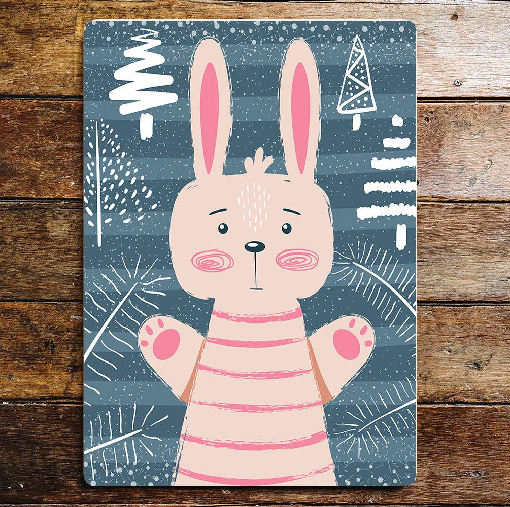 Bunny Pink Stripe Jumper | Metal Sign Plaque