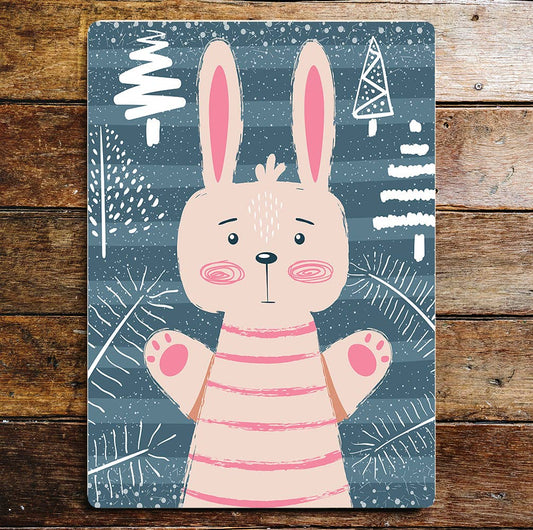 Bunny Pink Stripe Jumper | Metal Sign Plaque
