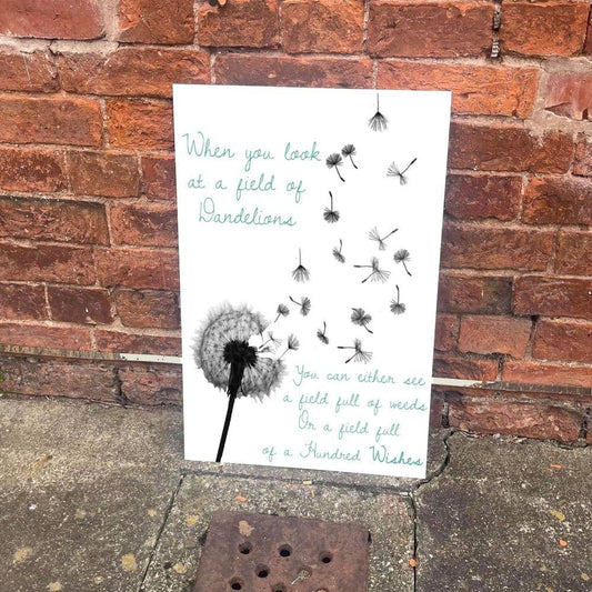 Dandelion weeds of hundred wishes | Metal Sign