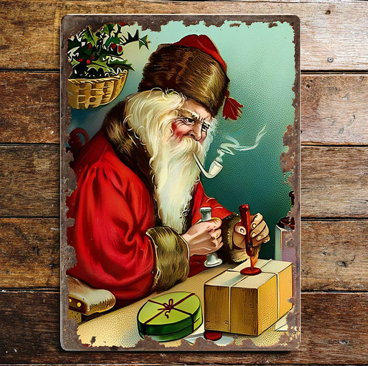Vintage Santa Parcel Christmas | Metal Vintage Wall Sign