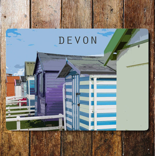 Beach Huts Devon Travel | Metal Wall Sign Plaque