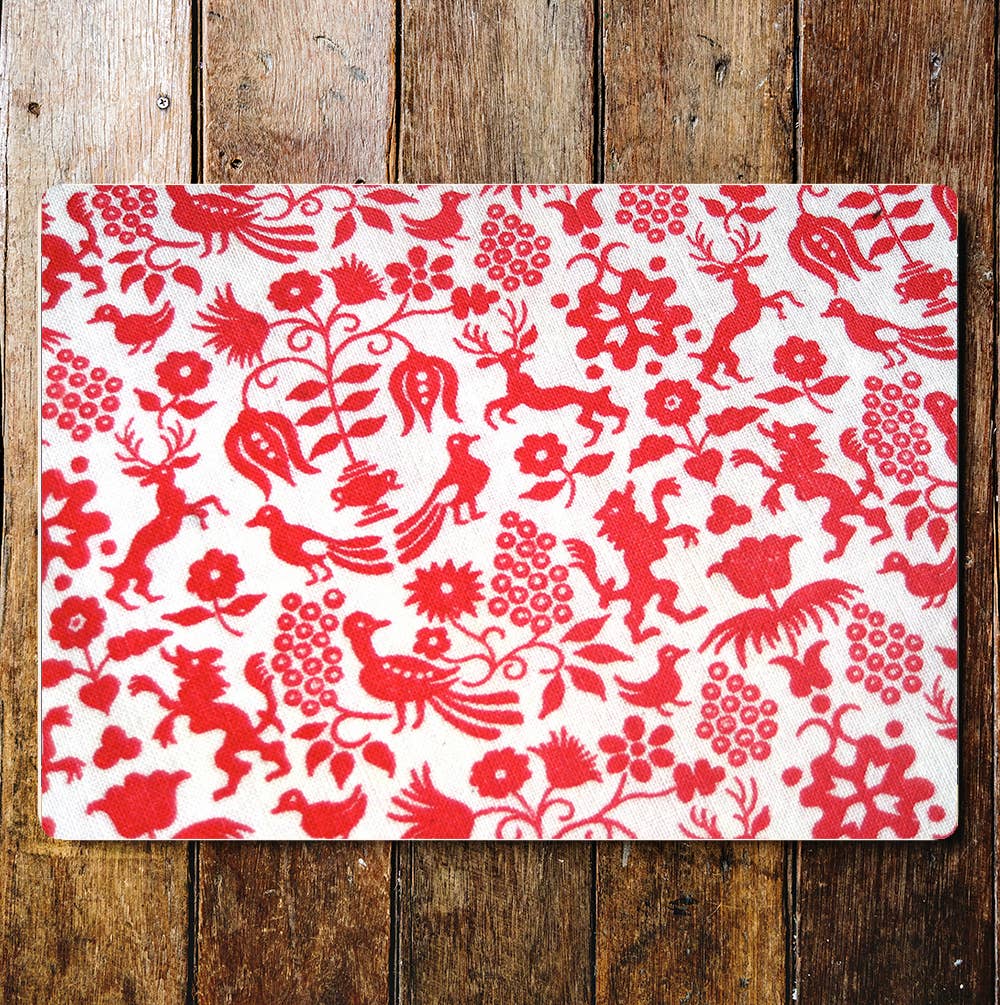 Red And White Animal Flower Pattern Metal Sign Plaque