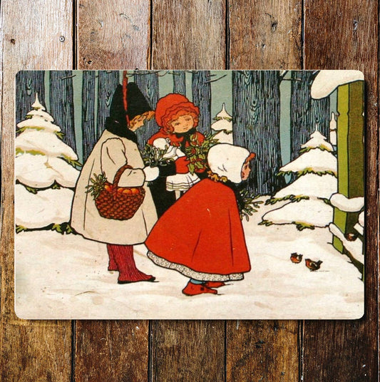 Winter Christmas girls Wall | Metal Sign Plaque
