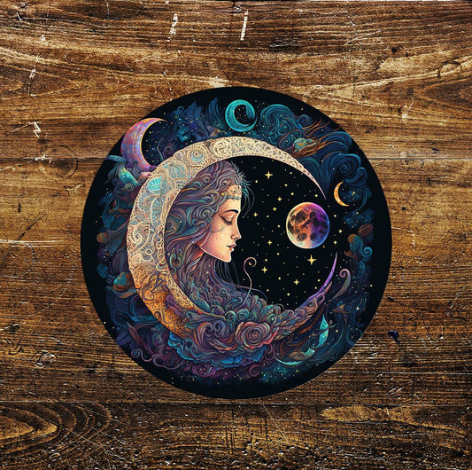astrology moon space Saturn Circle Metal Sign
