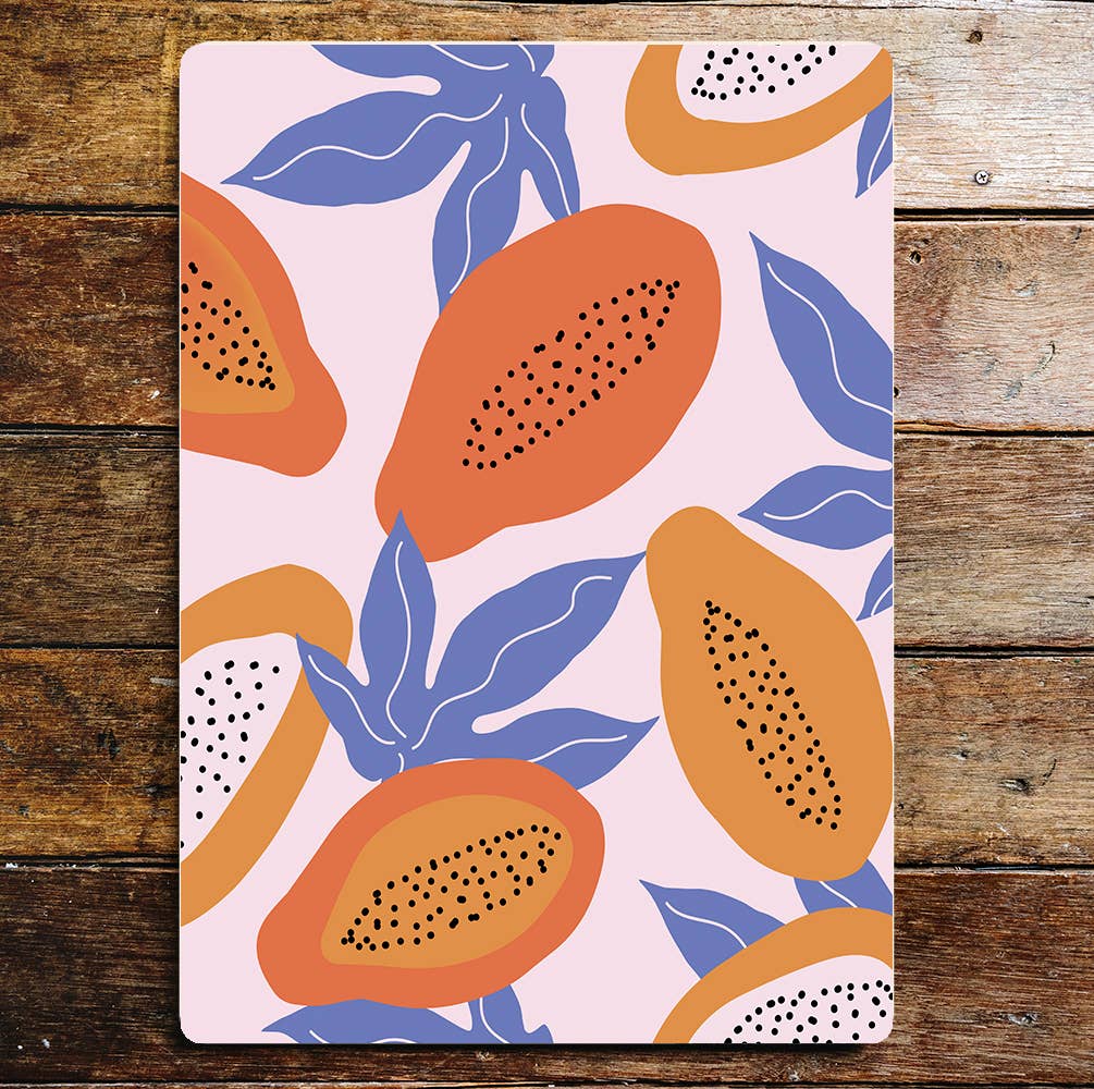70's style papaya slices kitchen | Metal Wall Sign
