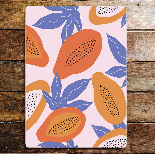 70's style papaya slices kitchen | Metal Wall Sign