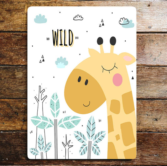 Cartoon Giraffe Head Wild Cute | Metal Sign Plaque