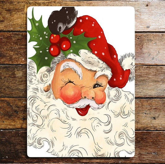 Christmas Fun Santa Holly Art | Metal Sign Plaque