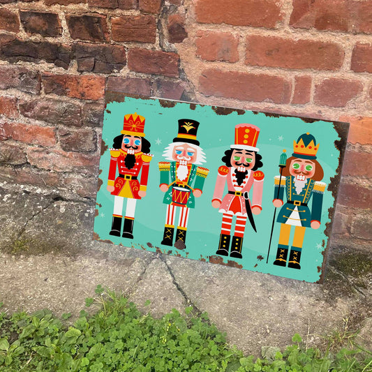 Hand drawn Christmas nutcrackers | Metal Vintage Wall Sign