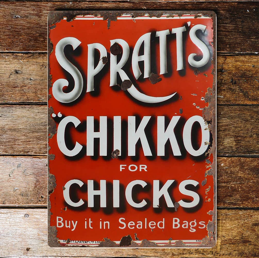 spratts chikko for chicks chickens Metal Wall Sign Plaque
