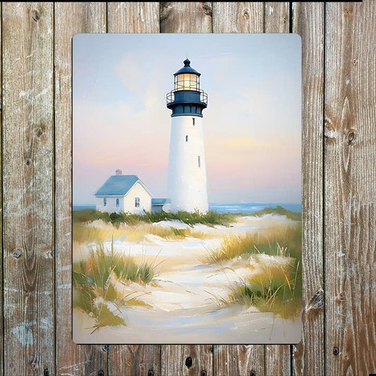 Lighthouse Scene Coast Sea Nautical | Metal Sign Plaque