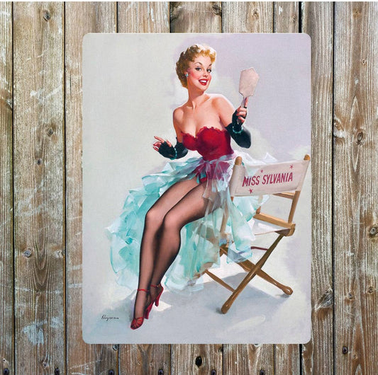 Pinup sexy vintage art Metal Sign Plaque