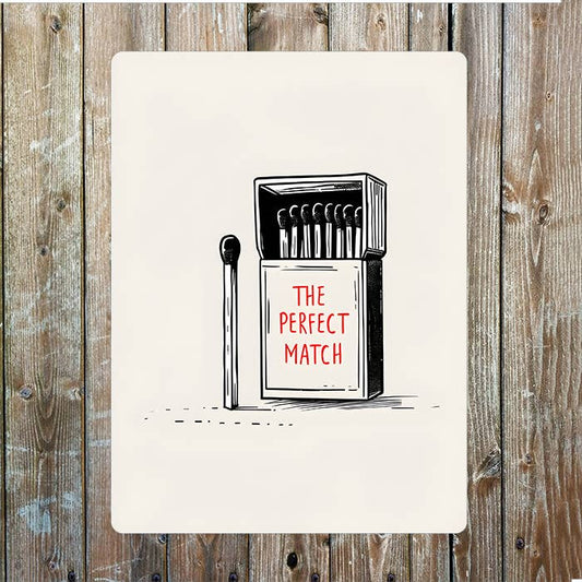 Line Drawing Of A Perfect Match Matchbox | Metal Sign Plaque