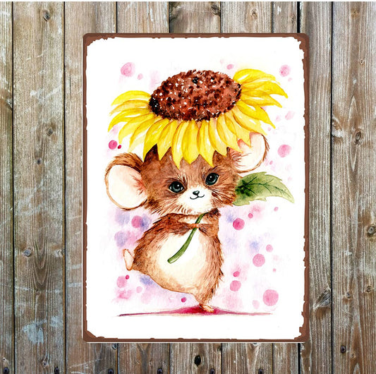Magic mouse sunflower vintage | Metal Sign Plaque