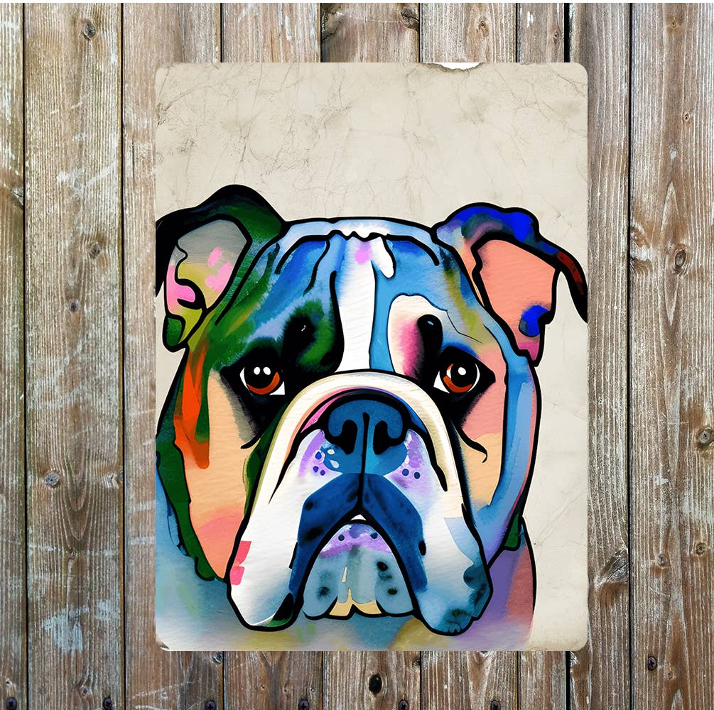 Multicoloured British Bulldog Fave | Metal Sign Plaque