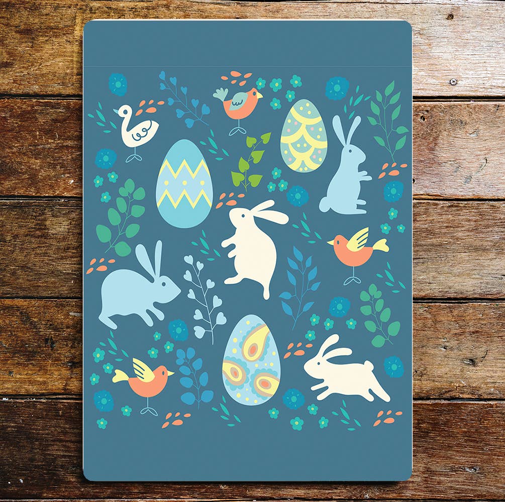 Easter Eggs Rabbits Flowers Pattern | Metal Sign Plaque