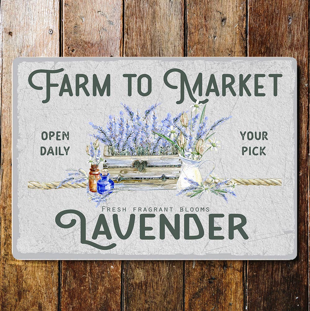 farm market lavender Flowers | Metal Wall Sign Plaque