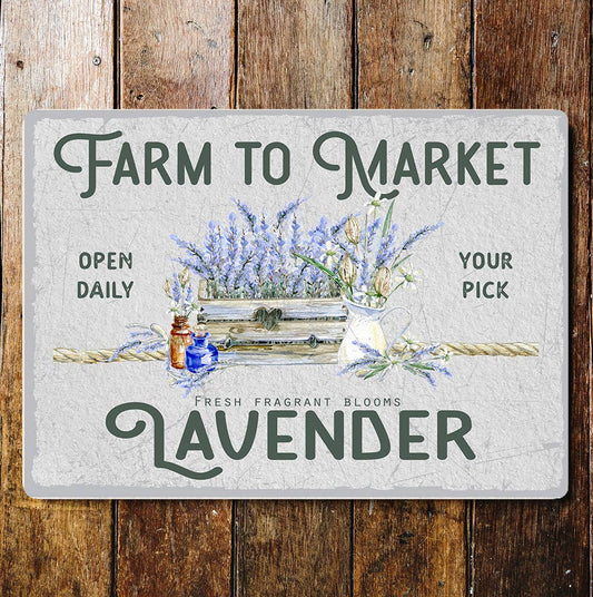 farm market lavender Flowers | Metal Wall Sign Plaque