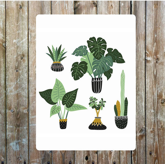 Plants, plant pot abstract art, palm Metal Sign Plaque