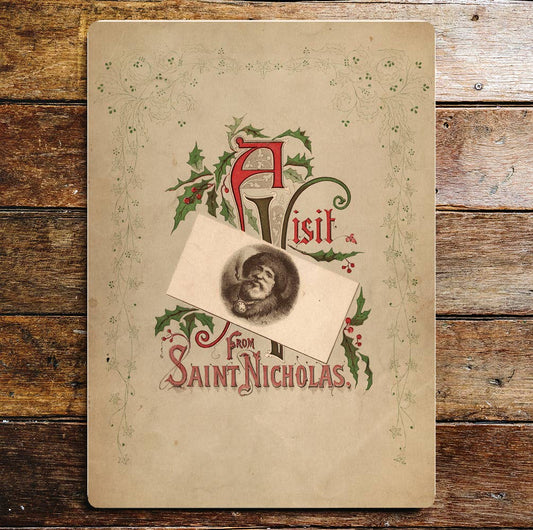 Santa A Visit From Santa Christmas Metal Wall Sign