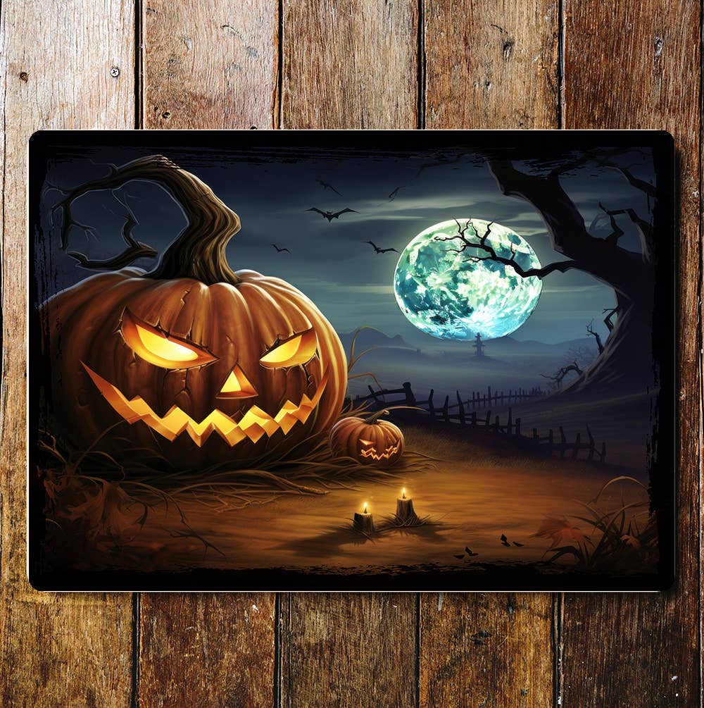 Halloween Spooky Landscape | Metal Sign Plaque