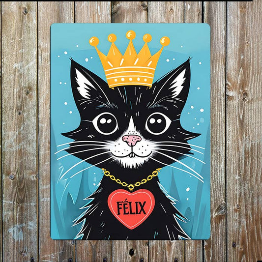 Cat Crown Heart Sea Nautical | Metal Sign Plaque