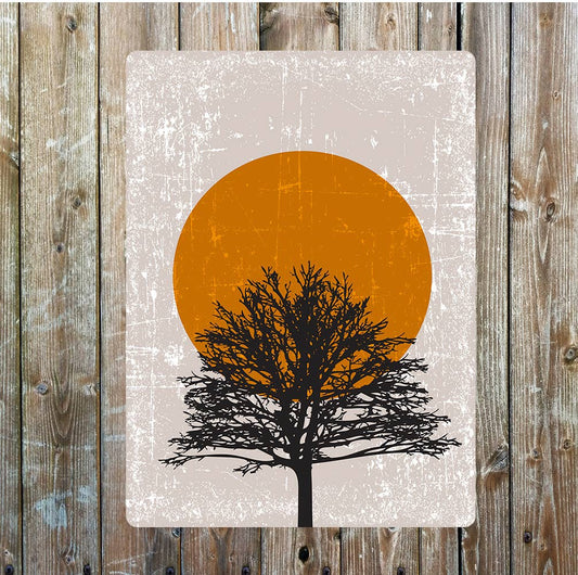 Winter large tree sun rise art | Metal Wall Sign