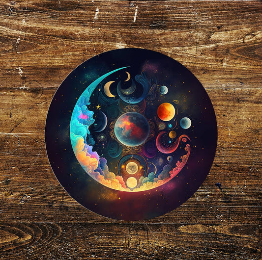 Mystic Universe Stained Glass affect Metal Circle Sign