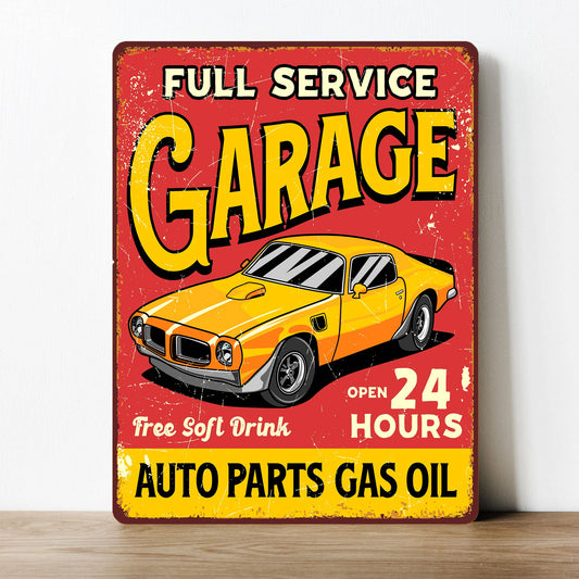 Full Service Garage Parts Car | Metal Sign Plaque
