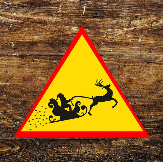 Christmas Santa Sleigh triangle | Metal Sign Plaque