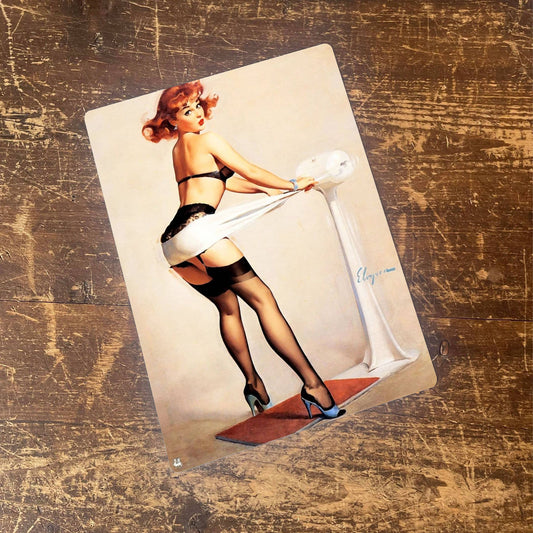 Pinup Girl Exercise Metal Humour Wall Sign