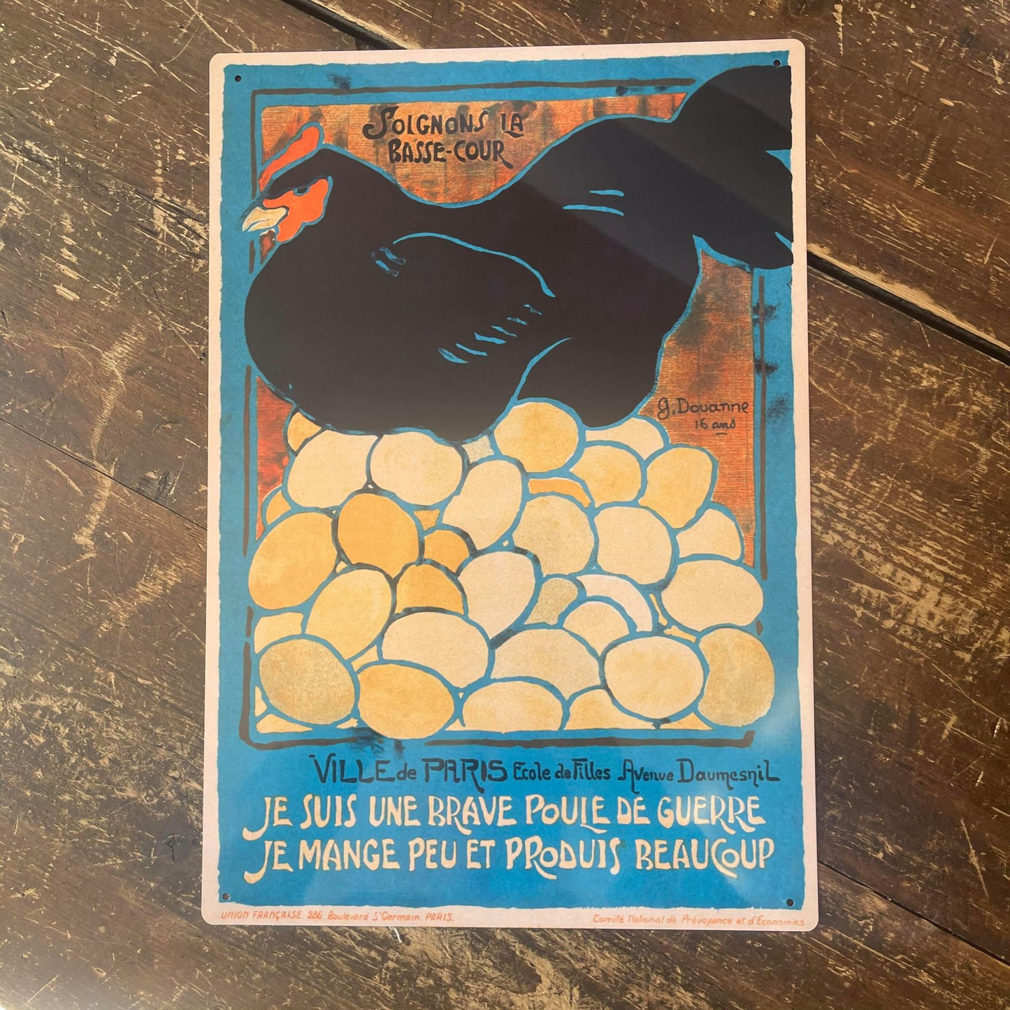 French Hen Chicken World War | Metal Sign
