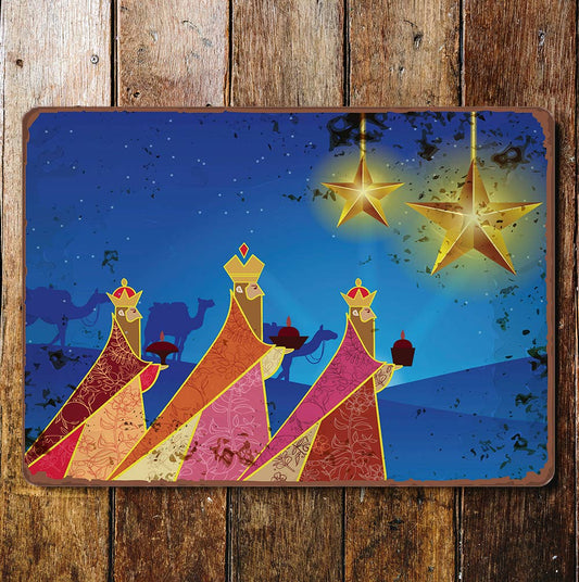 Three wise men kings nativity star Christmas | Metal Wall Sign