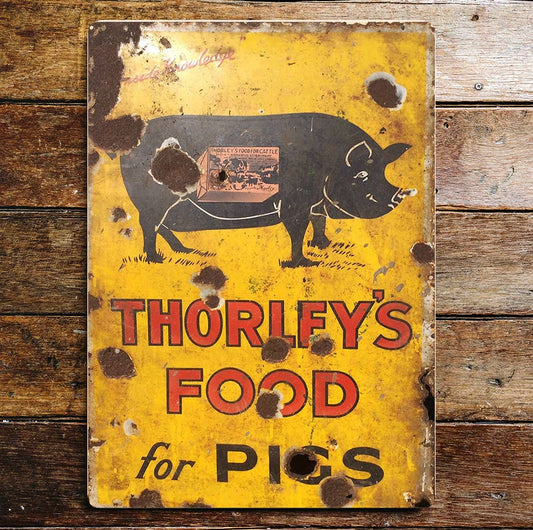 Thorleys Food For Pigs Metal Sign Plaque