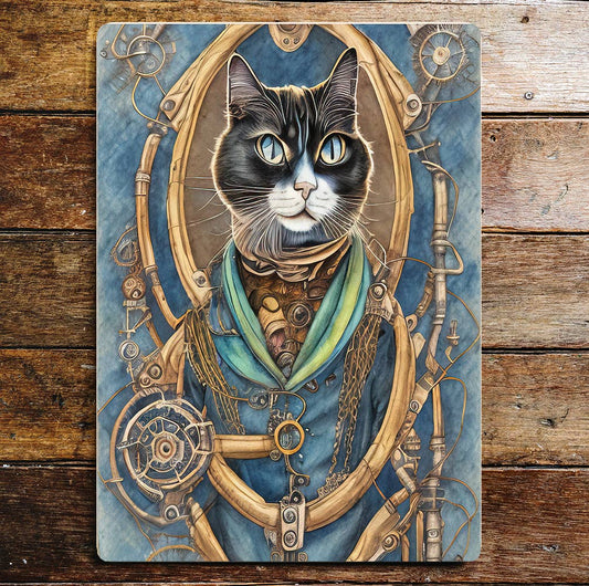 Steampunk cats sailor Metal Sign plaque