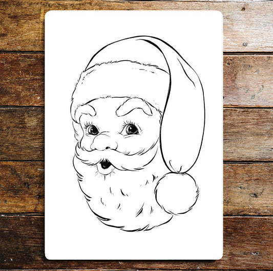 Santa Head Christmas Metal Wall Sign