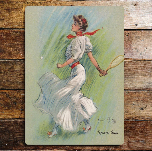 Tennis Girl Vintage Sport Metal Sign Plaque