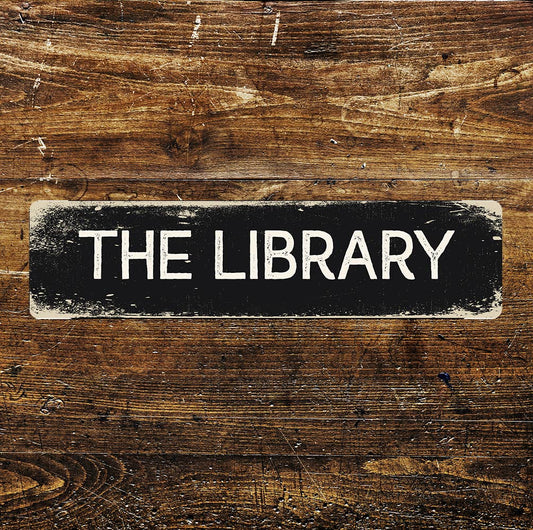 The Library Reading Books Sign Metal Long Sign Plaque