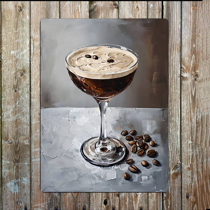Espresso Martini Coffee Beans Cocktail | Metal Sign Plaque
